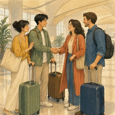 A friendly scene for meet at the airport