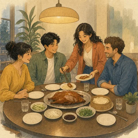 A friendly scene for a welcome dinner