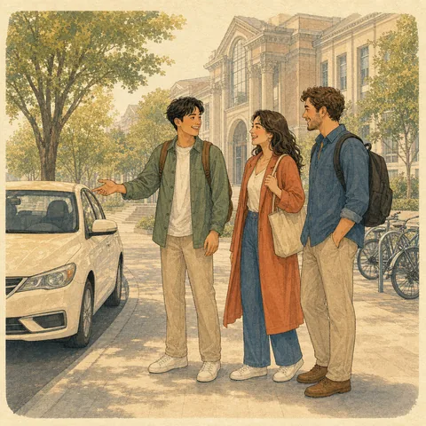 A friendly scene for choose a taxi