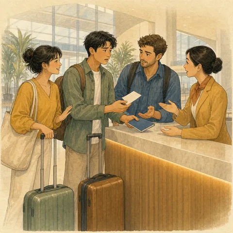 A friendly scene for ask at the service desk