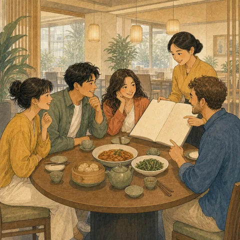 A friendly scene for ask for the menu
