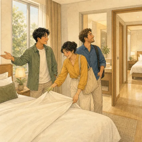 A friendly scene for compare the hotel rooms