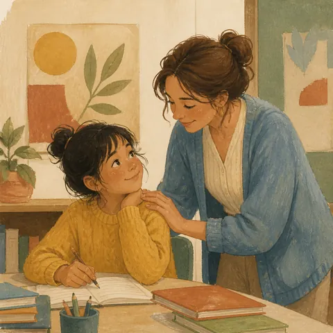 A teacher encouraging a student, showing care and a chance to improve