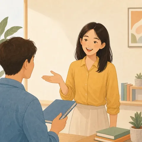A friendly illustration showing you're welcome