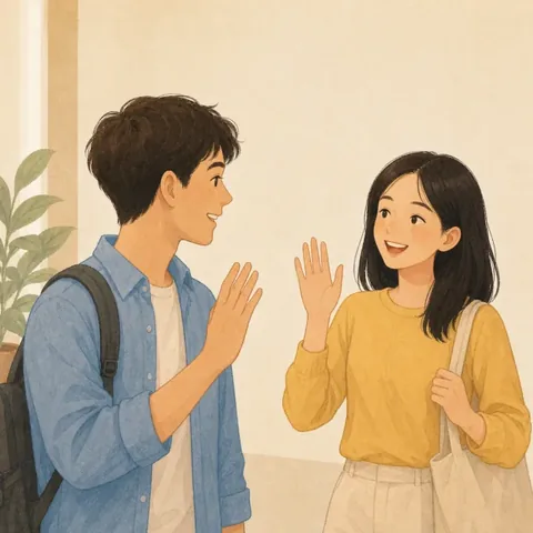 A friendly illustration showing hello