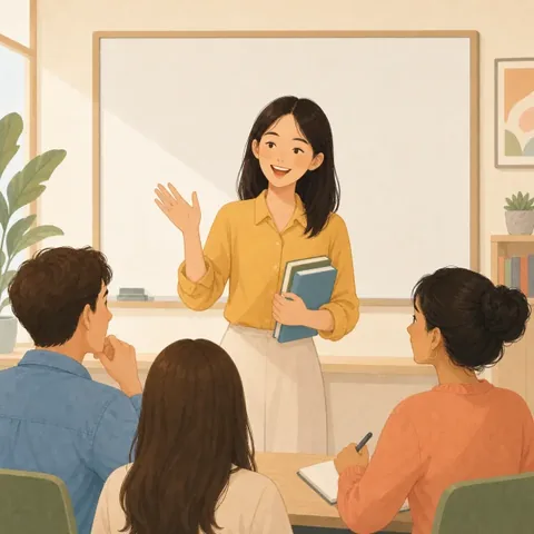 A friendly illustration showing teacher