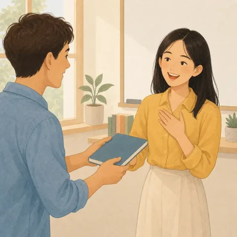 A friendly illustration showing thank you