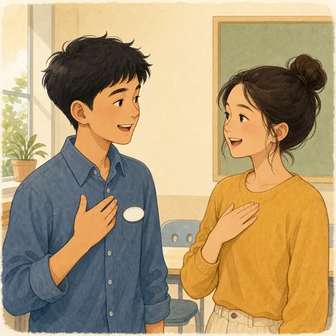 A friendly illustration showing name