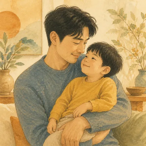 A friendly illustration showing son
