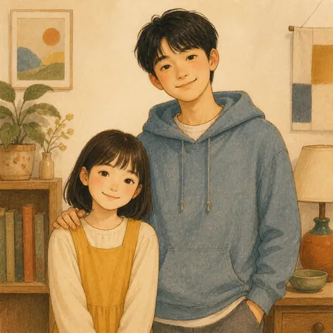 A friendly illustration showing older brother