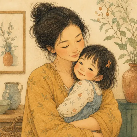 A friendly illustration showing daughter