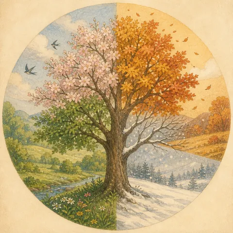 A friendly illustration showing year