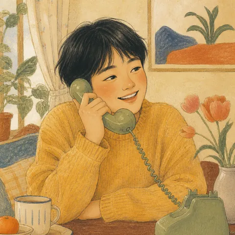 A friendly illustration showing hello (on the phone)