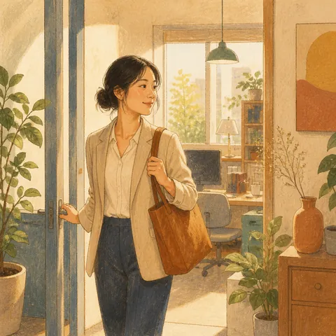 A friendly illustration showing to go to work