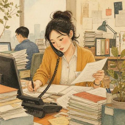 A friendly illustration showing busy