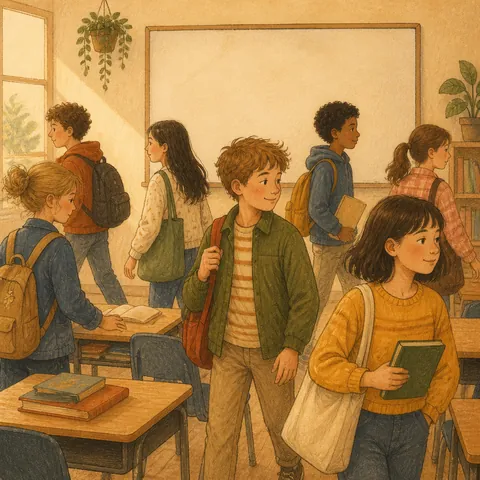 A friendly illustration showing class is over