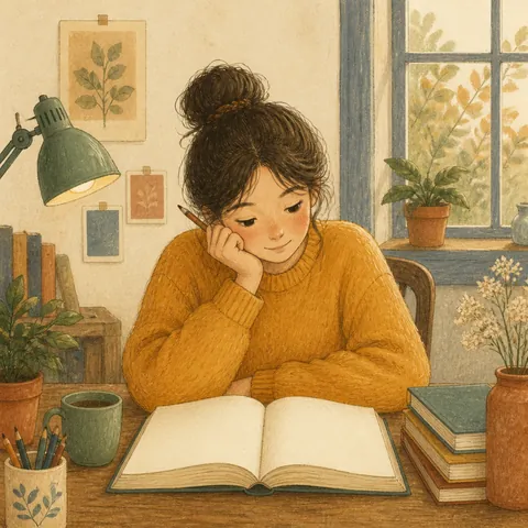 A friendly illustration showing to study