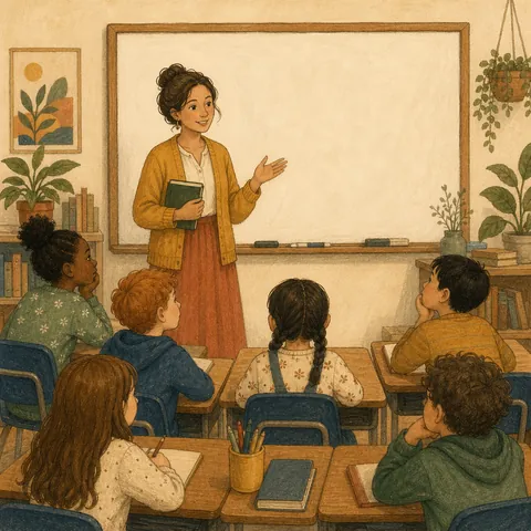 A friendly illustration showing class