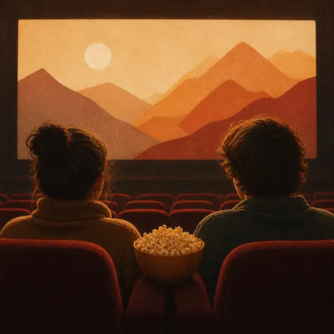A friendly illustration showing movie