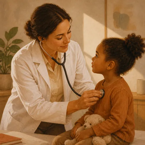 A friendly illustration showing to see a doctor