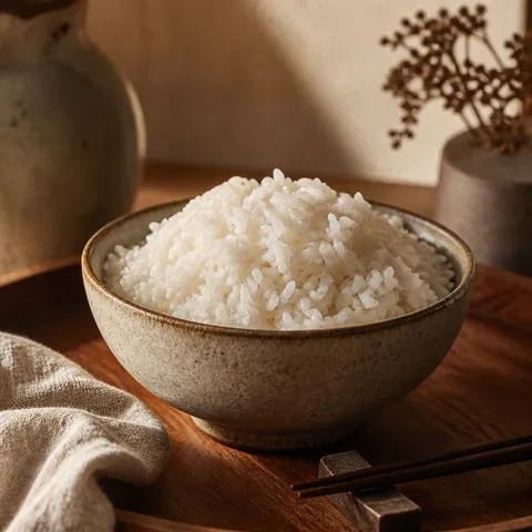 A friendly illustration showing cooked rice