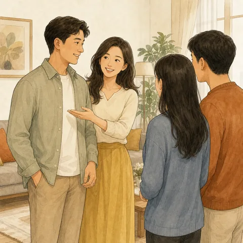 A friendly illustration showing husband