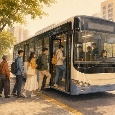 A friendly illustration showing bus