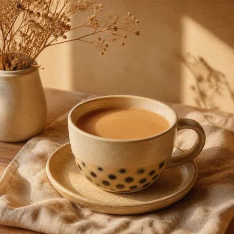 A friendly illustration showing milk tea