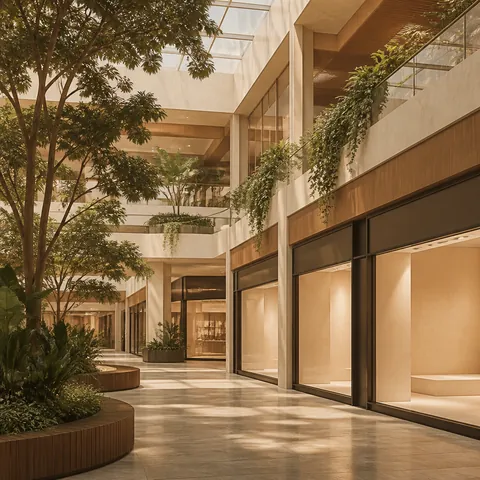 A friendly illustration showing shopping mall