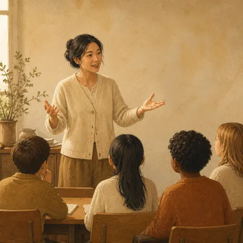 A friendly illustration showing to teach