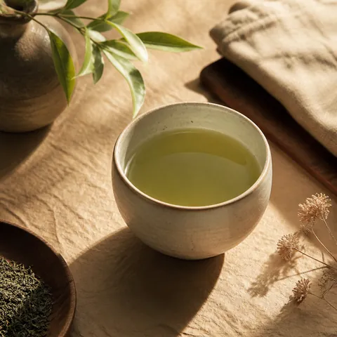 A friendly illustration showing green tea
