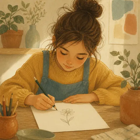 A friendly illustration showing to draw