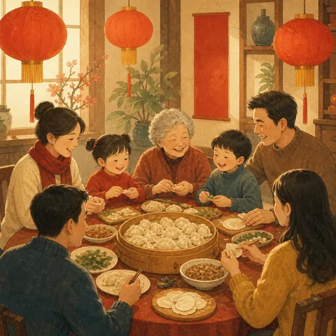 A friendly illustration showing to spend the New Year