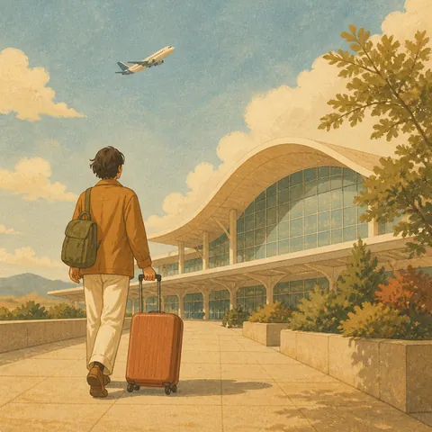 A friendly illustration showing to go abroad