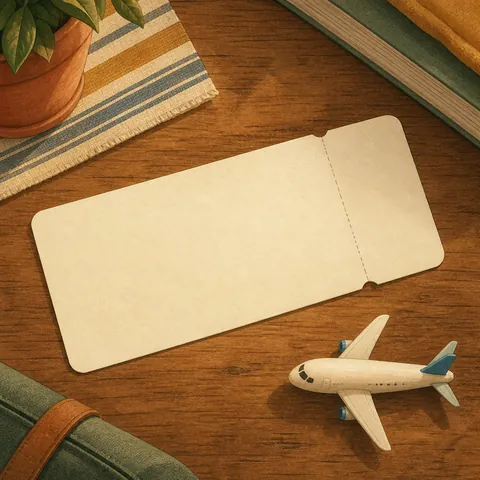 A friendly illustration showing plane ticket