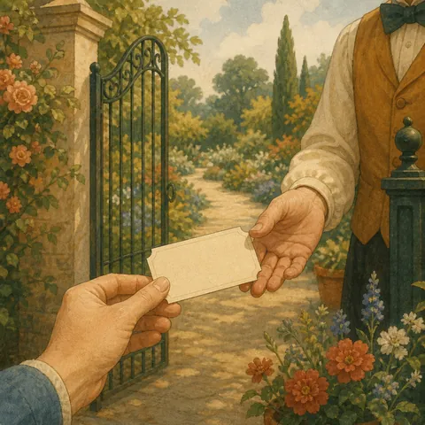 A friendly illustration showing admission ticket