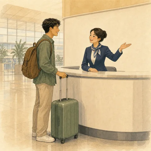 A friendly illustration showing service desk