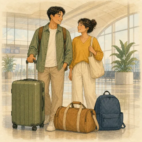 A friendly illustration showing luggage