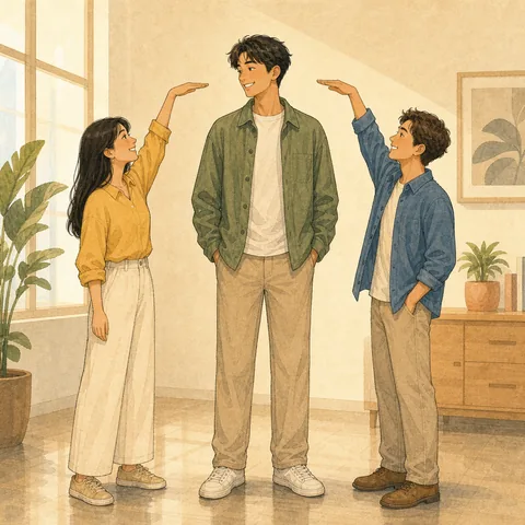 A friendly illustration showing height