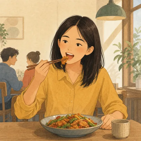 A friendly illustration showing to eat