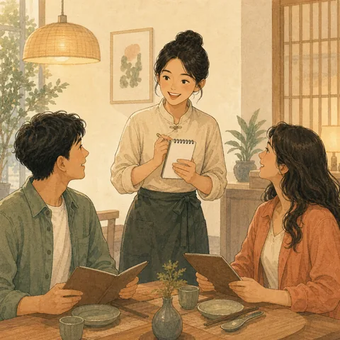 A friendly illustration showing waiter