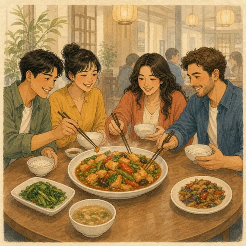 A friendly illustration showing dish
