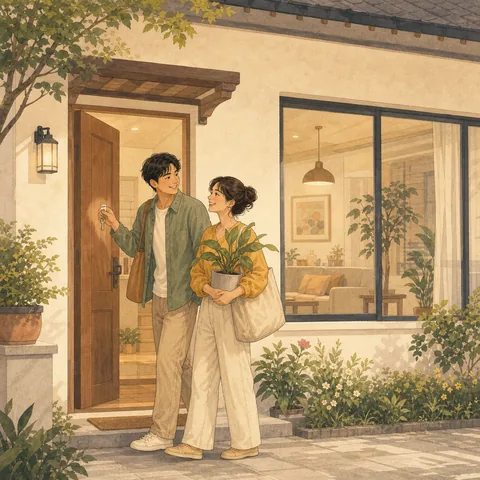 A friendly illustration showing house