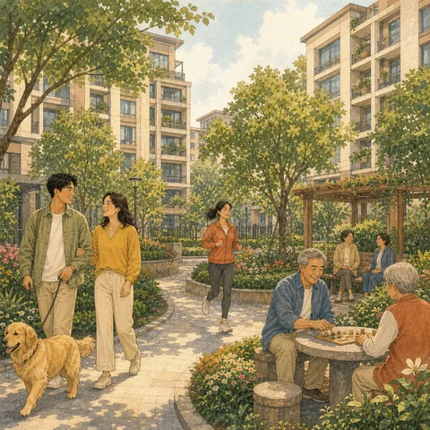 A friendly illustration showing environment