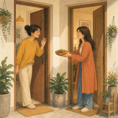 A friendly illustration showing neighbor