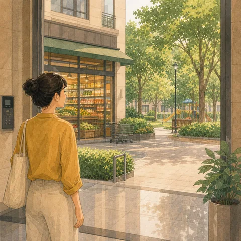 A friendly illustration showing nearby