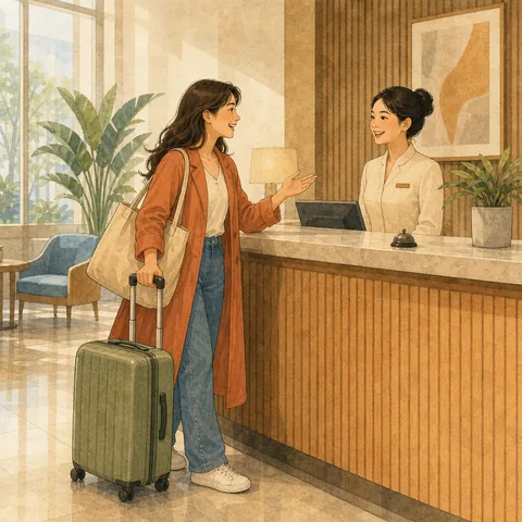 A friendly illustration showing guest
