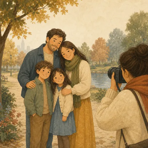 A friendly illustration showing to take a photograph