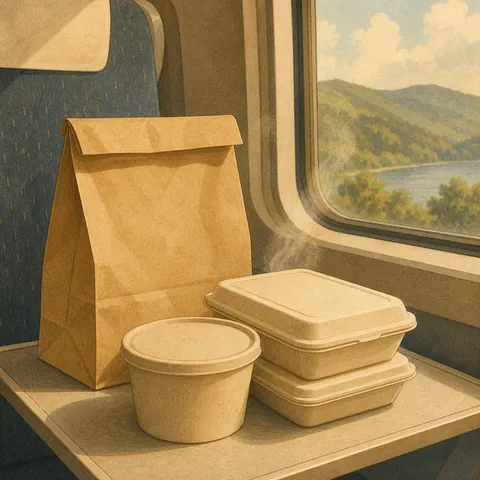 A friendly illustration showing takeout