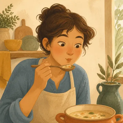 A friendly illustration showing to taste